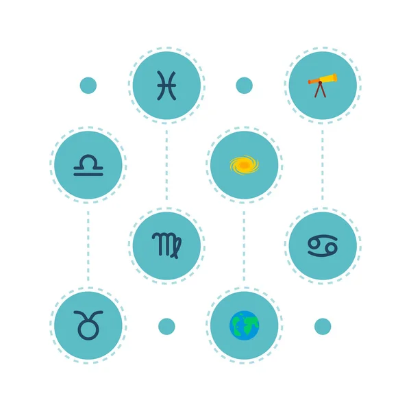 Set of  icons flat style symbols with globe, libra, galaxy and other icons for your web mobile app logo design. — Stock Photo, Image