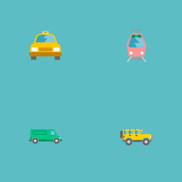 Van, tramvay, suv ve diğer simgeler web mobil app logo tasarımı için otomatik simgeler düz stil sembollerle kümesi. — Stok fotoğraf
