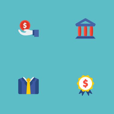 Mahkeme, ödül, işadamı ve diğer simgeler web mobil app logo tasarımı için analytics simgeler düz stil sembollerle kümesi.