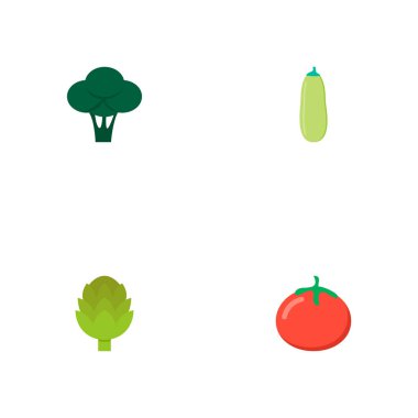 Enginar, domates, brokoli ve diğer simgeler web mobil app logo tasarımı için berry simgeler düz stil sembollerle kümesi.