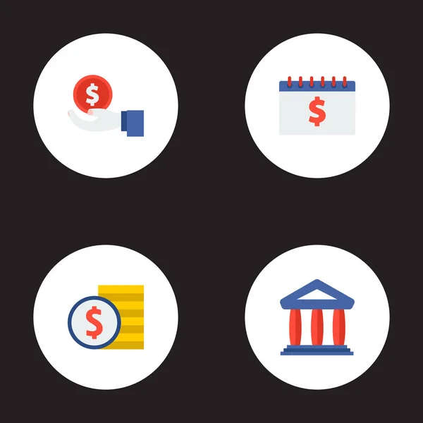 Satz von Analytics-Symbolen flache Stil-Symbole mit Gericht, Handgeld, Cash-Stack-Symbole für Ihre Web-Mobile-App-Logo-Design. — Stockvektor