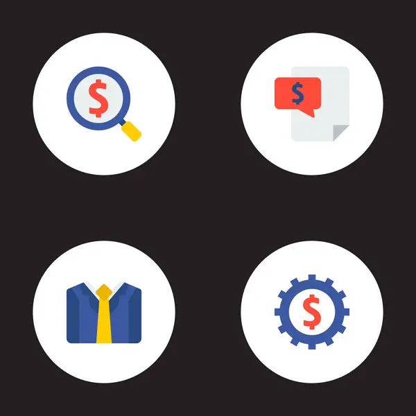 Conjunto de iconos financieros símbolos de estilo plano con la búsqueda, configuración, factura y otros iconos para el diseño del logotipo de su aplicación móvil web . — Vector de stock