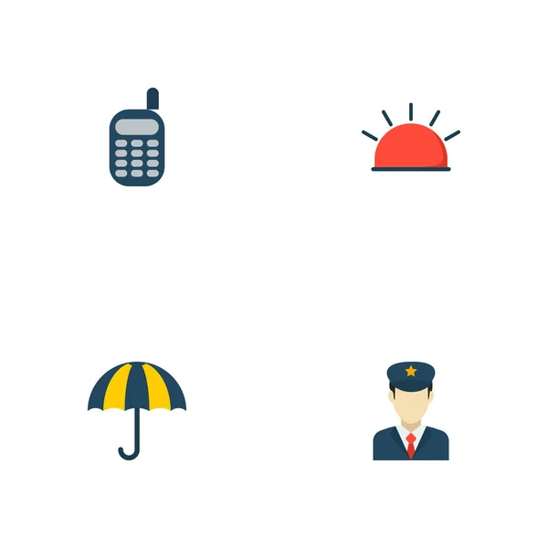 Ensemble d'icônes de sécurité symboles de style plat avec sécurité, alarme, parapluie et autres icônes pour la conception du logo de votre application mobile Web . — Image vectorielle