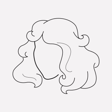 Kıvırcık saçlı simgesi line öğesi. Kıvırcık saçlı simgesi satır web mobil app logo tasarımı için temiz arka plan üzerinde izole vektör çizim.