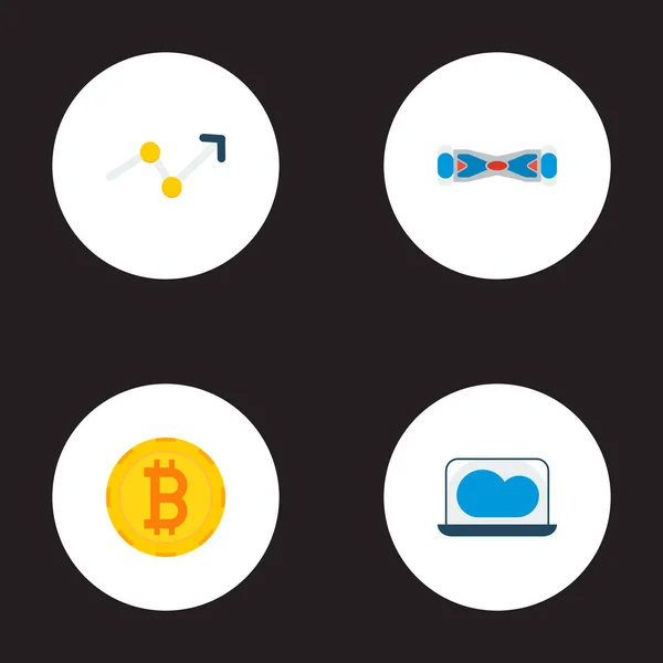 Set moderne iconen vlakke stijl symbolen met trend, gyroscooter, crypto valuta en andere pictogrammen voor uw web mobiele app logo ontwerp. — Stockvector