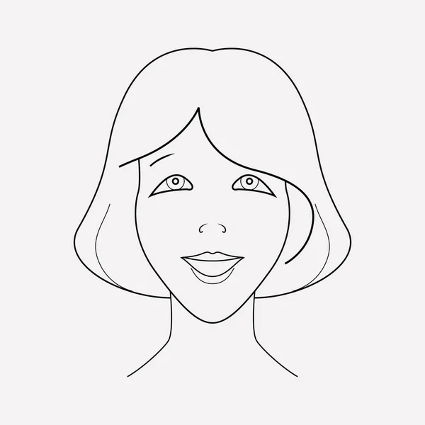 Mutlu kız simgesi line öğesi. Mutlu kız simgesi satır web mobil app logo tasarımı için temiz arka plan üzerinde izole vektör çizim. — Stok Vektör