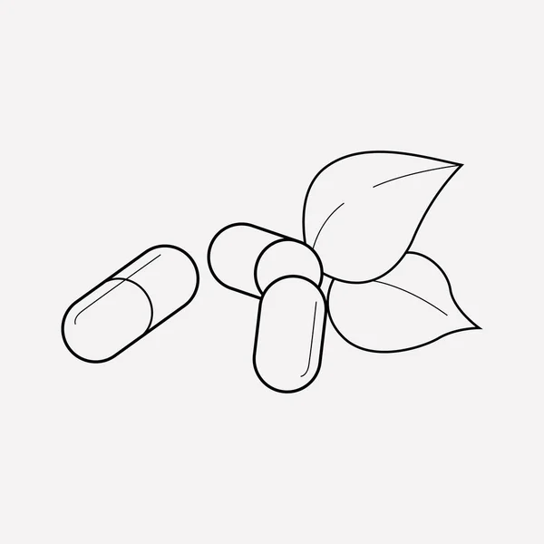 Pilules à base de plantes élément de ligne icône. Illustration vectorielle de la ligne d'icône de pilules à base de plantes isolées sur un fond propre pour la conception de logo de votre application mobile web . — Image vectorielle
