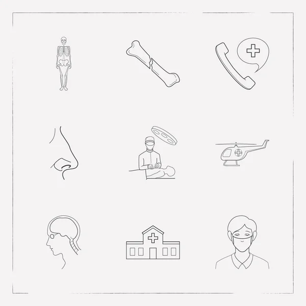 Set of organ icons line style symbols with medical center, ambulance call, face mask and other icons for your web mobile app logo design. — Stock Photo, Image