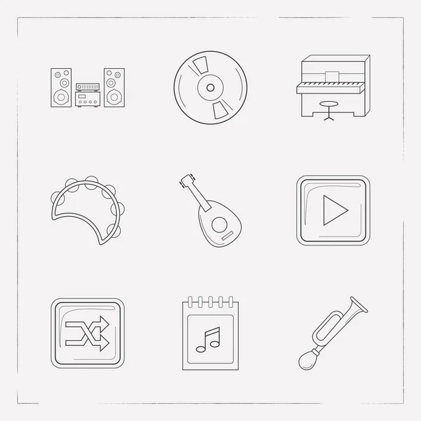 一套工作室图标线条样式符号与钢琴, 音乐会日, 铃鼓和其他图标为您的 web 移动应用程序徽标设计. — 图库照片