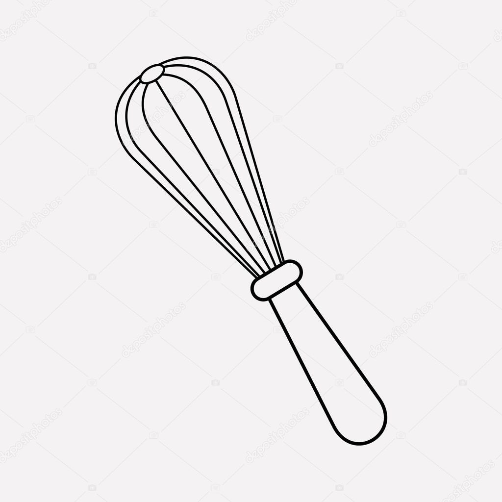 Whisk icon line element.  illustration of whisk icon line isolated on clean background for your web mobile app logo design.