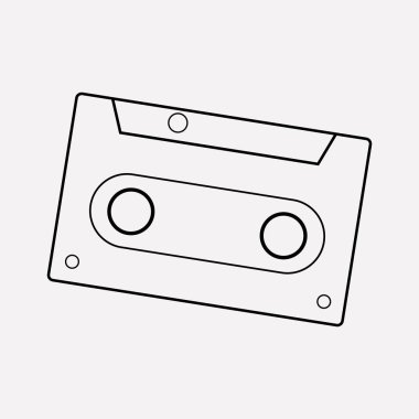 Kaset simgesi line öğesi. Kaset simgesi satır web mobil app logo tasarımı için temiz arka plan üzerinde izole vektör çizim.