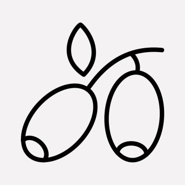 Zeytin simgesi line öğesi. Web mobil app logo tasarımı için temiz arka plan üzerinde izole zeytin simgesi çizgi vektör çizim.