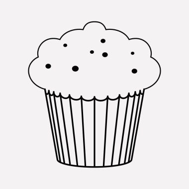 Muffin simgesi line öğesi. Web mobil app logo tasarımı için temiz arka plan üzerinde izole kek simgesi çizgi vektör çizim.