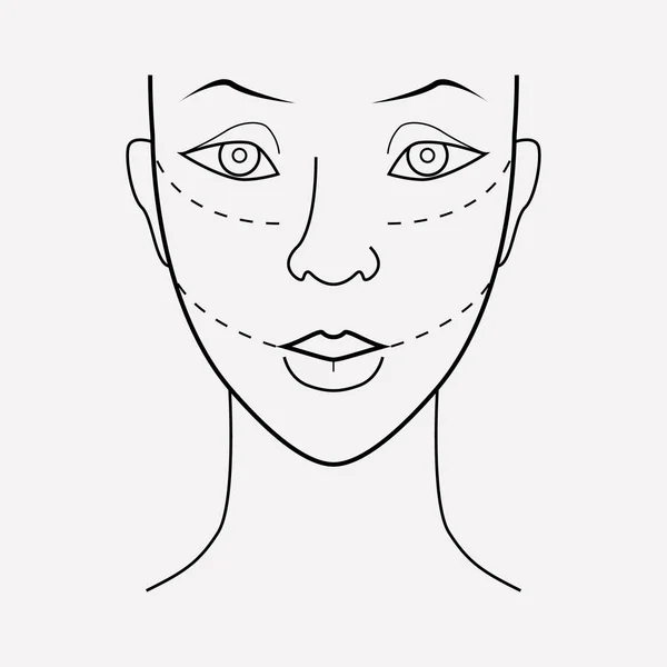 Cirurgia plástica facial ícone elemento de linha. Ilustração vetorial da linha de ícone de cirurgia plástica facial isolada em fundo limpo para o design do logotipo do aplicativo móvel da web . — Vetor de Stock