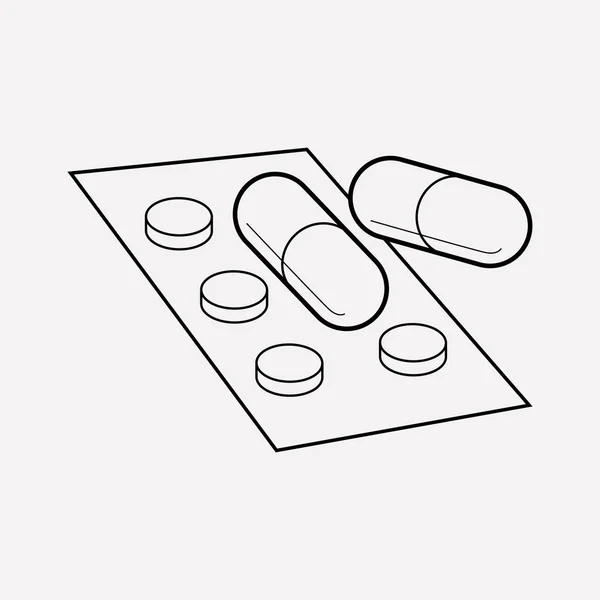 Píldoras icono elemento de línea. Ilustración vectorial de la línea de iconos de pastillas aisladas en un fondo limpio para el diseño del logotipo de su aplicación móvil web . — Archivo Imágenes Vectoriales
