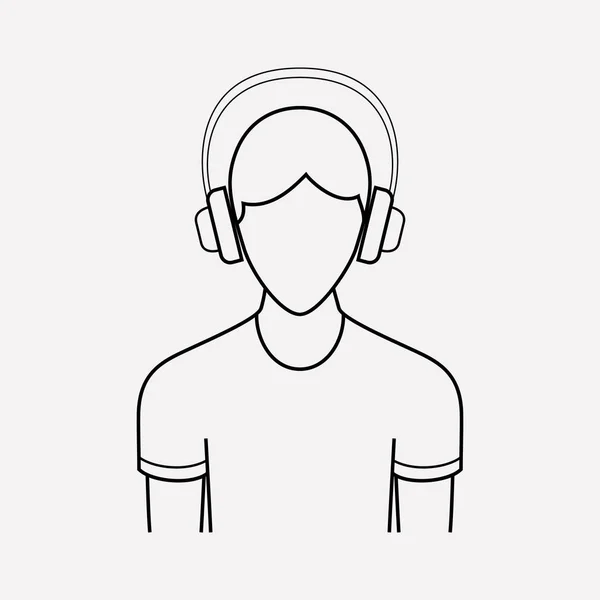 Man listing to music icon line element. Vector illustration of man listing to music icon line isolated on clean background for your web mobile app logo design. — Stock Vector