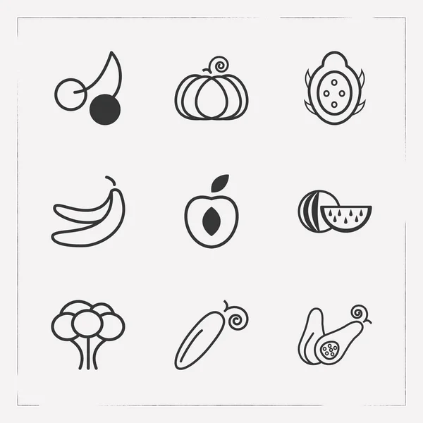 Készlet-ból berry ikonok vonal stílus szimbólumok, görögdinnye, sütőtök, squash- és más ikonok a webes mozgatható app logo tervezés. — Stock Vector