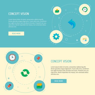 Proje simgeleri düz stil kümesi semboller görev kutusuyla, unarchive, kalem ve diğer simgeler web mobil app logo tasarımı için.