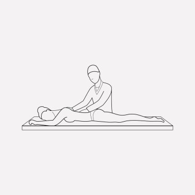 Simge line öğesi masaj. Masaj simgesi satır web mobil app logo tasarımı için temiz arka plan üzerinde izole vektör çizim.