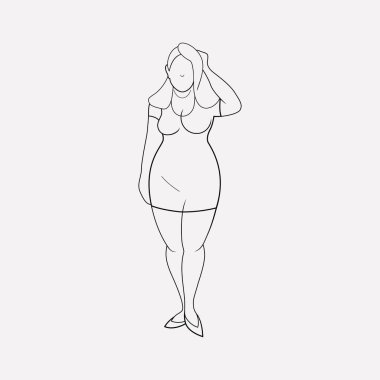 Artı boyutu kız simgesi line öğesi. Vektör çizim artı boyutu kız simgesi satır web mobil app logo tasarımı için temiz arka plan üzerinde izole.