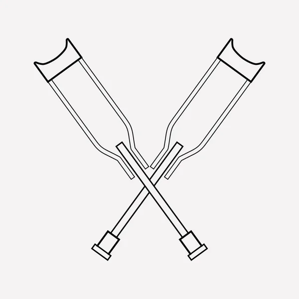 Crutches ícone elemento de linha. Ilustração vetorial da linha de ícones de muletas isolada no fundo limpo para o design do logotipo do aplicativo móvel da web . —  Vetores de Stock