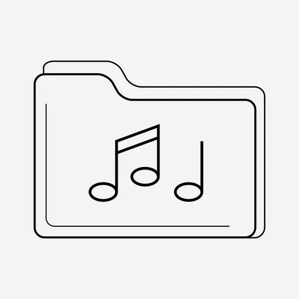 Muzyka teczka ikona element line. Ilustracja wektorowa linii ikona folderu Muzyka na białym tle na czyste podłoże dla projektu logo mobilnych aplikacji sieci web. — Wektor stockowy