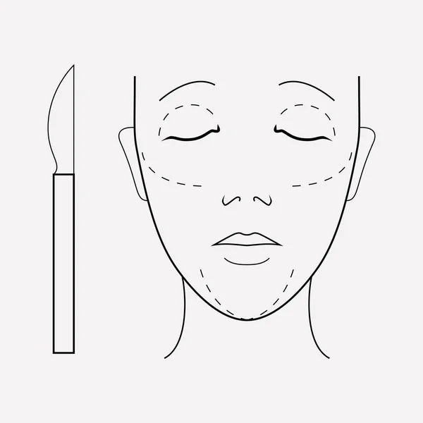 Elemento de línea de icono de cirugía facial. Ilustración vectorial de la línea de iconos de cirugía facial aislada en un fondo limpio para el diseño del logotipo de su aplicación móvil web . — Archivo Imágenes Vectoriales