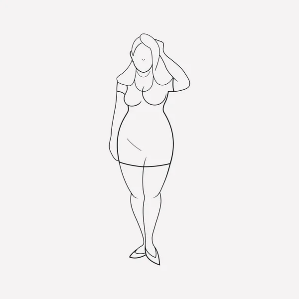 Plus la taille fille icône ligne élément. Illustration vectorielle de la ligne d'icône de fille plus la taille isolée sur un fond propre pour la conception de logo de votre application mobile Web . — Image vectorielle