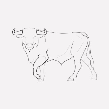 Boğa simgesi line öğesi. Boğa simgesi satır web mobil app logo tasarımı için temiz arka plan üzerinde izole vektör çizim.