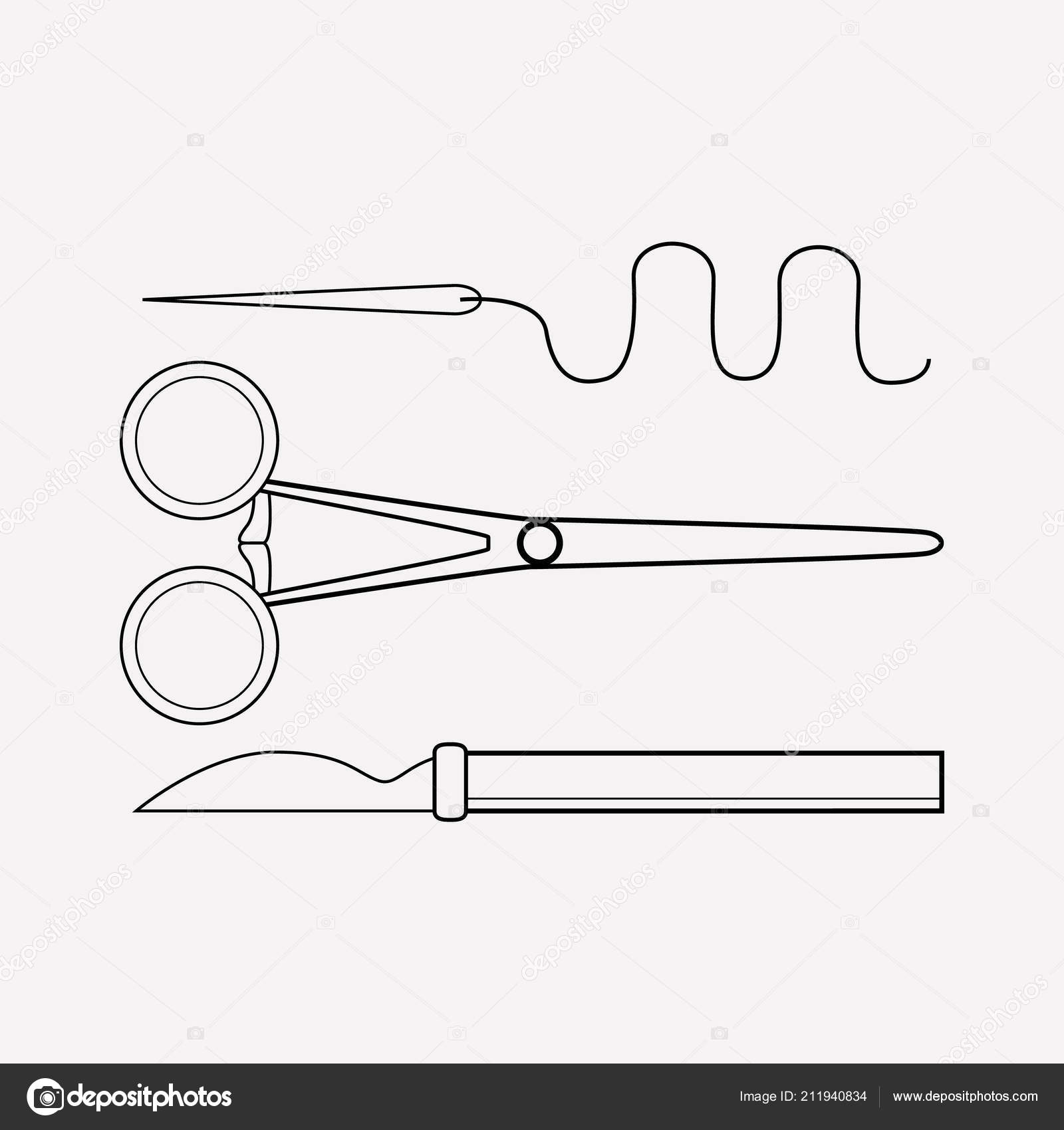 Desenho Contínuo De Uma Linha Das Ferramentas Cirúrgicas Médicas. Tesoura  Cirúrgica Recortada Pelo Bisturi. Prática Profissional Ilustração do Vetor  - Ilustração de doutor, branco: 183308839