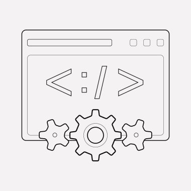 Web geliştirme simgesi line öğesi. Web geliştirme simgesi satır web mobil app logo tasarımı için temiz arka plan üzerinde izole vektör çizim.