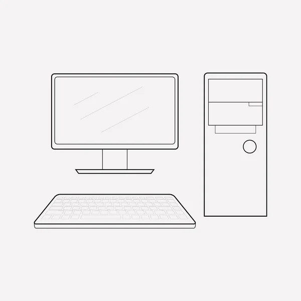 Elemento de linha do ícone do computador. Ilustração vetorial da linha de ícone do computador isolada no fundo limpo para o design do logotipo do aplicativo móvel da web . —  Vetores de Stock