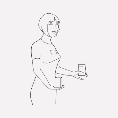 Pazarlamacı simgesi line öğesi. Web mobil app logo tasarımı için temiz arka plan üzerinde izole pazarlamacı simgesi çizgi vektör çizim.