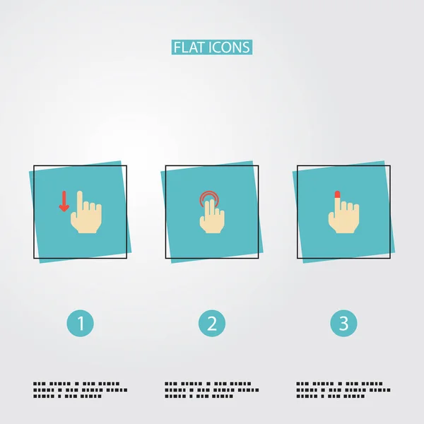 Zestaw symboli płaski ikony gesty z gestu, ekran dotykowy, przesuń palcem i inne ikony dla projektu logo mobilnych aplikacji sieci web. — Wektor stockowy
