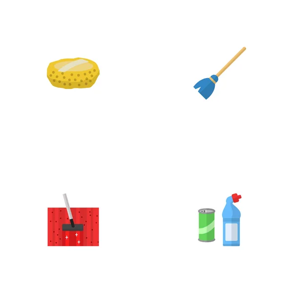 Set de icoane de igienă simboluri în stil plat cu detergent, whisk, menaj și alte pictograme pentru designul logo-ului aplicației mobile web . — Vector de stoc