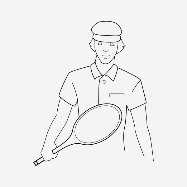 Jugador Tenis Icono Elemento Línea Ilustración Vectorial Línea Iconos Del — Archivo Imágenes Vectoriales