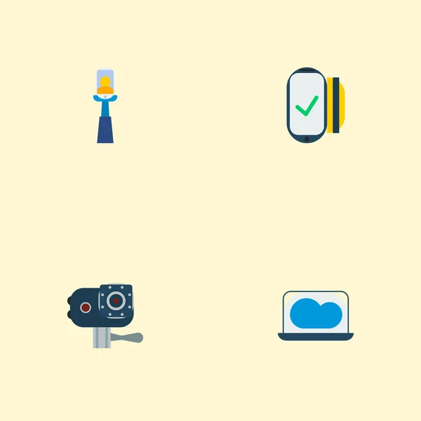 Set of trendy icons flat style symbols with selfie, cloud computing, contactless and other icons for your web mobile app logo design. — Stock Vector