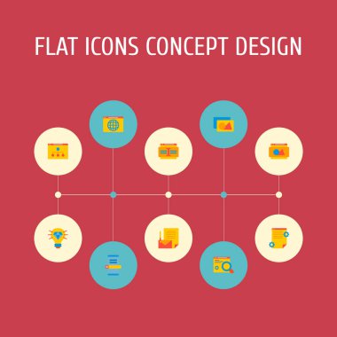 Web sitesi metin, raster sanat, mobil giriş ve diğer simgeler web mobil app logo tasarımı için geliştirme simgeler düz stil sembollerle kümesi.