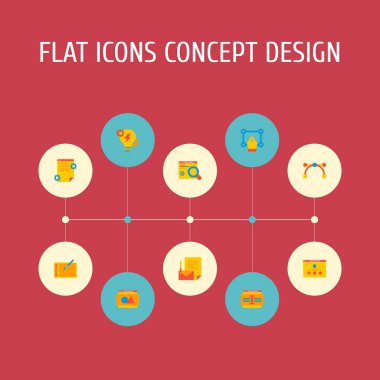 Web sitesi yapısı, vektör Aracı, Web sitesi metin ve diğer simgeler web mobil app logo tasarım için Web sitesi simgeleri düz stil sembollerle kümesi.