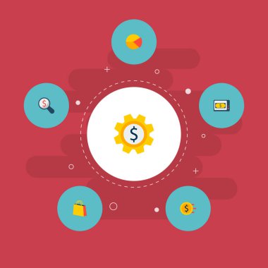 Mali araştırma, para akışı, set para ve diğer simgeler web mobil app logo tasarımı için finans simgeler düz stil sembollerle kümesi.