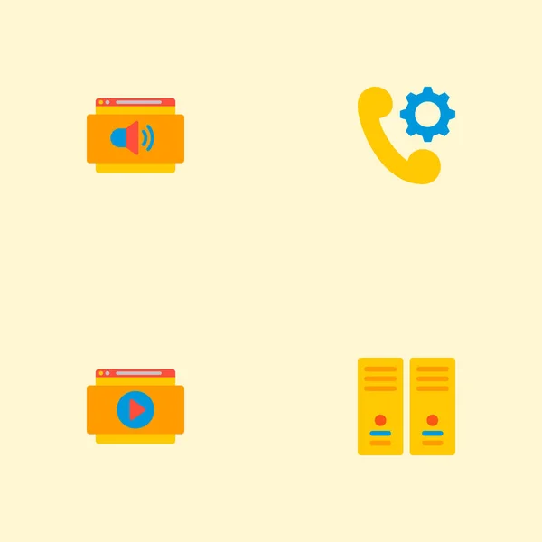Hemsida ikoner platt stil symboler med webbplats ljud, teknikersupport, hemsida video och andra ikoner för din mobilapp logotyp webbdesign. — Stockfoto