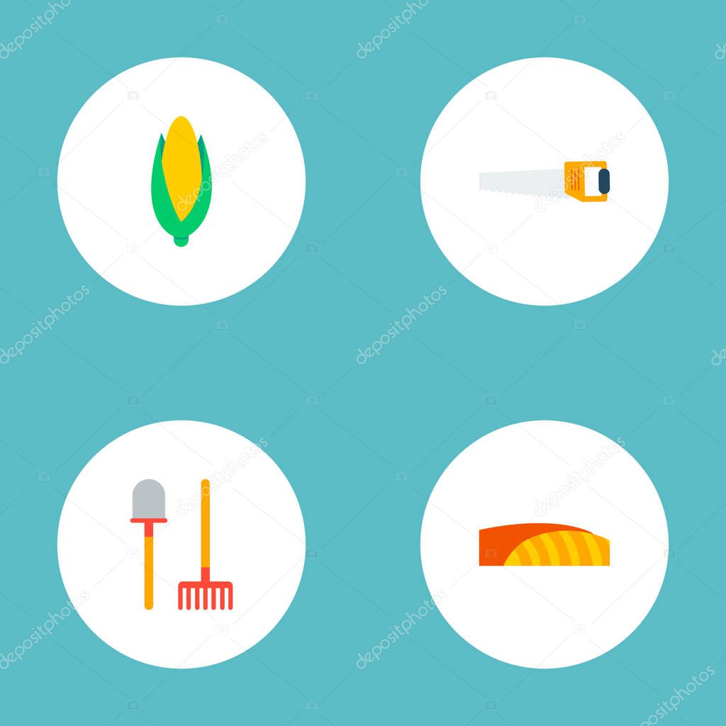 Set of harvest icons flat style symbols with shovel, agriculture, corn and other icons for your web mobile app logo design.