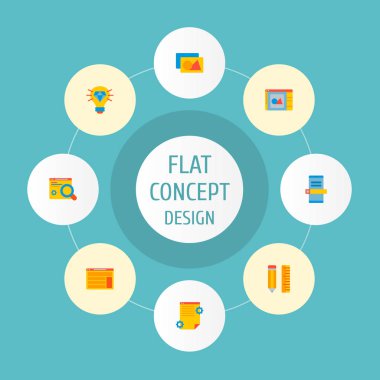 Tasarım Aracı, Web sitesi test, raster sanat ve diğer simgeler web mobil app logo tasarımı için geliştirme simgeler düz stil sembollerle kümesi.