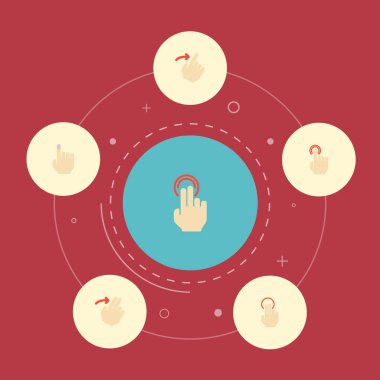 Çift düz stil sembolleri ile yumuşak dokunuş, doğru emniyet simgeleri tıklayın ve diğer simgeleri web mobil app logo için tasarım.