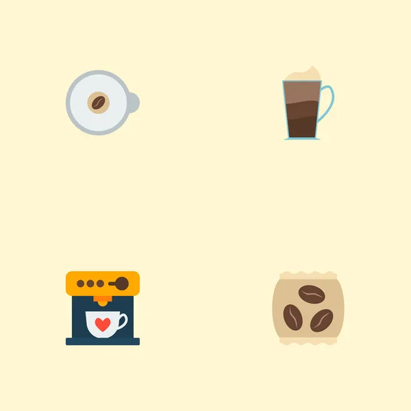 Set von Getränk-Symbolen Flache Stil-Symbole mit Mokka, Instant, Espresso-Spender und andere Symbole für Ihre Web-Mobile-App-Logo-Design. — Stockvektor