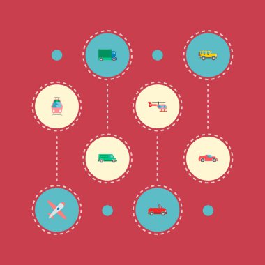 Spor araç, suv, cabriolet ve diğer simgeler web mobil app logo tasarımı için otomatik simgeler düz stil sembollerle kümesi.