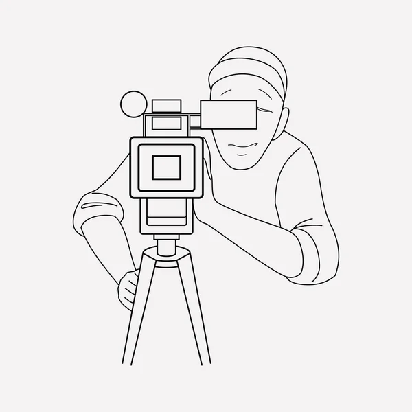 Telecamera uomo icona linea elemento. Illustrazione vettoriale della linea di icone uomo fotocamera isolata su sfondo pulito per il design del logo dell'app mobile web . — Vettoriale Stock