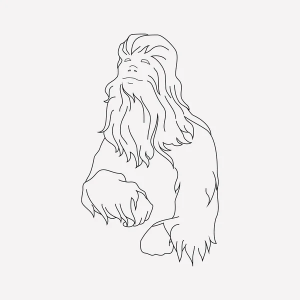 Chewbacca ikon linjeelement. Vektorillustrasjon av chewbacca-ikonlinje isolert på ren bakgrunn for din utforming av en nettmobil app . – stockvektor