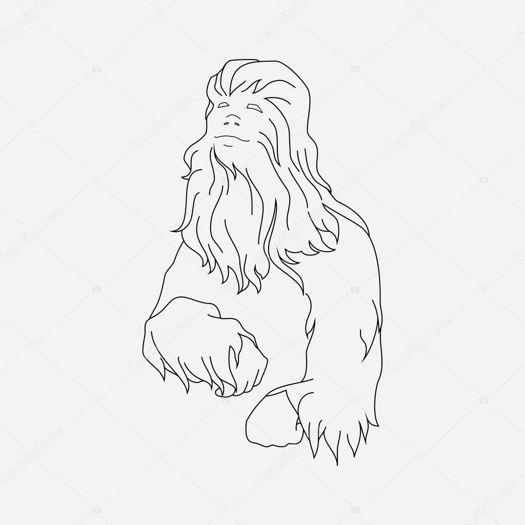 Chewbacca icon line element. Vector illustration of chewbacca icon line isolated on clean background for your web mobile app logo design.