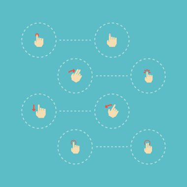 Jest simgeler düz stil sembolleri ile basın, tek musluk, sizin web mobil app logo tasarımı için duyusal ve diğer simgeler kümesi.